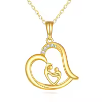 wholesale 14K Gold Heart Shaped Family Pendant Necklaces Wholesale for Sisters and Moms - Mothers' Day & Birthdays Gifts-Mother Necklace