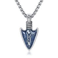 wholesale 925 Sterling Silver Arrowhead Pendant Necklace Blue Sandstone Viking Valknut Celtic Knot-Arrow Necklace（Blue Gravel）