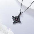 wholesale 925 Sterling Silver Black Onyx Celtic Knot Pendant Necklace Witch's Knot Jewelry for Women Gifts-0-1