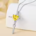 TOUPOP Sterling Silver Citrine Cross Pendant Necklace For Women-0-4