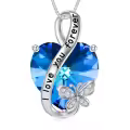 TOUPOP Sterling Silver Crystal Butterfly Pendant Necklace Gift for Women-0-0