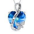 TOUPOP Sterling Silver Crystal Butterfly Pendant Necklace Gift for Women-0-0