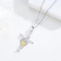 wholesale 925 Sterling Silver Cross Heart Flower Pendant Necklace for Women Girls Gifts-0-1
