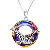 TOUPOP Sterling Silver Crystal Giraffe Necklace Gift for Women-undefined