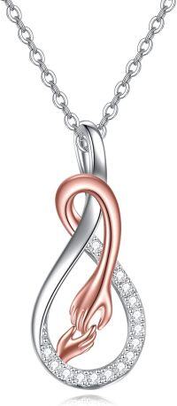 wholesale 925 Sterling Silver Infinity Love Hand Pendant Necklace with Cubic Zirconia Gifts for Women-Hand in Hand