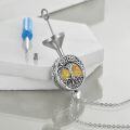 wholesale 925 Sterling Silver Round Abalone Shell and Fire Opal Tree of Life Cremation Jewelry Keepsake Pendant Necklace with Funnel & Fill Tool Set-0-2