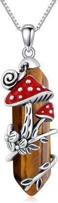 wholesale Sterling Silver Mushroom Necklace with Snail Pendant Gift for Women-0-30