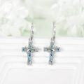 wholesale 925 Sterling Silver Hummingbird Cross Earrings with Abalone Shell Inlay Dangle Drop Leverback Religious Jewelry for Women and Men-0-1