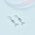 wholesale 925 Sterling Silver Blue Moonstone Mermaid Tail Leverback Drop Earrings-0-1