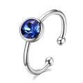 wholesale 925 Sterling Silver Open Ring With Blue Crystal-0-0