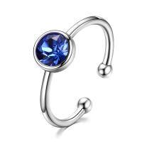 wholesale 925 Sterling Silver Open Ring With Blue Crystal-9-September