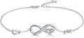 wholesale 925 Sterling Silver Infinity Heart Anklet with Cubic Zirconia-Cut CZ Adjustible Dainty Foot Jewelry-0-0