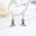 wholesale 925 Sterling Silver Cowboy Boot with Turquoise and Crystal Drop Earrings for Women-0-1