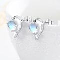wholesale 925 Sterling Silver Moonstone Dolphin Stud Hoop Earrings-0-2