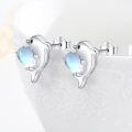 wholesale 925 Sterling Silver Dolphin Earrings Wholesale With Moonstone Heart Design-0-2