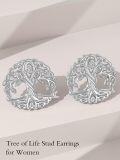 wholesale 925 Sterling Silver Celtic Knot Tree of Life Heart Stud Earrings - Irish  for Women-0-4