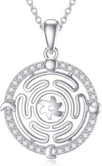 wholesale 925 Sterling Silver Labyrinth Star of David Moon & Sun Necklace for Women-Hecate Symbol