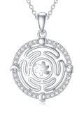 wholesale 925 Sterling Silver Labyrinth Star of David Moon & Sun Necklace for Women-0-0
