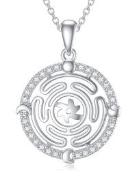 wholesale 925 Sterling Silver Labyrinth Star of David Moon & Sun Necklace for Women-Hecate Symbol