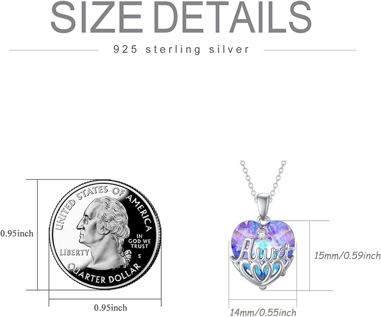 wholesale 925 Sterling Silver Purple & Blue Swarovski Crystals Heart Pendant Necklaces for Aunts and Uncles-0-5