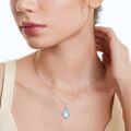 wholesale 925 Sterling Silver Oval Rainbow Moonstone & Cubic Zirconia Pendant Necklace for Women-0-3