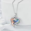 wholesale 925 Sterling Silver Heart-Shaped Abalone Shell and Crystal Wolf Girl Pendant Necklace I love you to the moon  for Women Girls-0-2