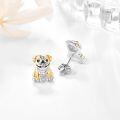 wholesale 925 Sterling Silver Gold Plated Puppy Stud Earrings for Women - Dog Lover Gift-0-1