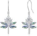 wholesale 925 Sterling Silver Enamel Dragonfly Drop Earrings for Women Girls Minimalist  4cm Long-0-0
