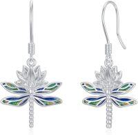 wholesale 925 Sterling Silver Enamel Dragonfly Drop Earrings for Women Girls Minimalist  4cm Long-dragonfly-2