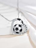 wholesale 925 Sterling Silver Soccer Ball Pendant Necklace with Cubic Zirconia and Inspirational Message I CAN DO ALL THINGS for Women-0-3