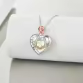 TOUPOP Sterling Silver Crystal I Love You Rose Flower Heart Necklace-0-3