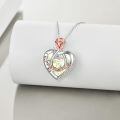 TOUPOP Sterling Silver Crystal I Love You Rose Flower Heart Necklace-0-3