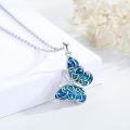 wholesale 925 Sterling Silver Blue Opal Butterfly Pendant Necklaces Minimalist Charm Gifts for Her-0-1