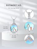 wholesale 925 Sterling Silver Teardrop Moonstone Family Pendant Necklaces for Women Men Girls Boys Gift Ideas-0-2