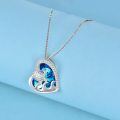 TOUPOP Sterling Silver Crystal Sea Turtle Heart Necklace Pendant-0-4
