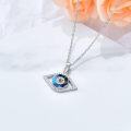 wholesale 925 Sterling Silver Blue Abalone Shell Evil Eye Pendant Necklace with Cubic Zirconia - Greek Protection Jewelry for Women-0-3