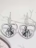 TOUPOP Sterling Silver & Stone Nightmare Skull Heart Earrings-0-3