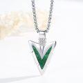 wholesale 925 Sterling Silver Green Turquoise Arrowhead Pendant Necklace for Men & Women-0-4
