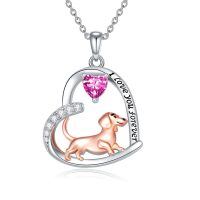 wholesale 925 Sterling Silver Corgi Love Forever Pendant Necklace-1-10-October
