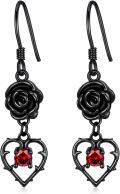 wholesale 925 Sterling Silver Gothic Witch's Heart Red Crystal Drop Earrings - Halloween s for Her-0-0