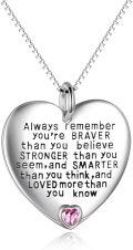 wholesale Sterling Silver Pendant Necklace Always Remember You Are Braver Than You Believe Inspirational Jewelry Gift-0-17