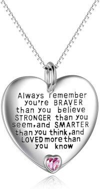 wholesale Sterling Silver Pendant Necklace Always Remember You Are Braver Than You Believe Inspirational Jewelry Gift-October