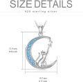 wholesale 925 Sterling Silver Moon & Cat Pendant Necklace Gifts for Women Girls Cats Lover Jewelry Blue Crystals Charm Necklaces-0-3