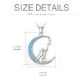 wholesale 925 Sterling Silver Moon & Cat Pendant Necklace Gifts for Women Girls Cats Lover Jewelry Blue Crystals Charm Necklaces-0-3