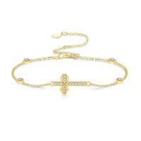 wholesale 14k Gold Cross Bracelet With Diamonds-Infinity Cross