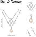 wholesale 925 Sterling Silver Honeycomb Design Freshwater Pearl Double-Layered Necklace for Women-0-3