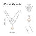wholesale 925 Sterling Silver Honeycomb Design Freshwater Pearl Double-Layered Necklace for Women-0-3