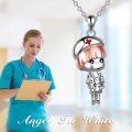 wholesale 925 Sterling Silver Cartoon Nurse Charm Necklace for Women - Nursing Student Pendant s-0-3