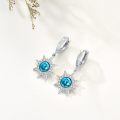wholesale 925 Sterling Silver Sunburst Drop Earrings With Turquoise And Cubic Zirconia-0-2