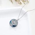 wholesale 925 Sterling Silver Viking Tree of Life Pendant Necklace with Blue Crystal Circle for Women/Men-0-2